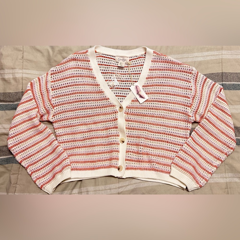 Striped Cream and Red Women's Sweater